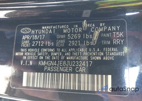 2018 Genesis G80 3.8 из США, поврежденный, VIN KMHGN4JE8JU232417